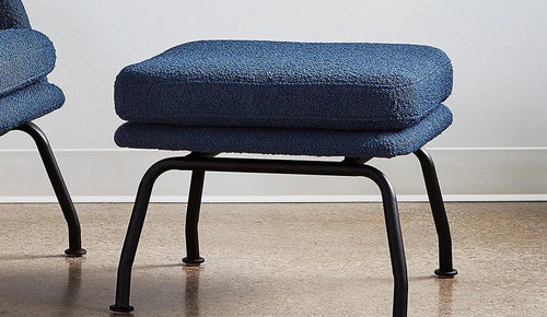 A blue ottoman