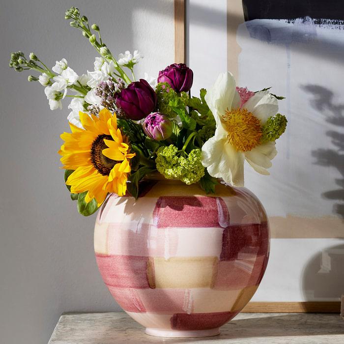 Kähler Canvas Vase, Rose/Brown, 7.9"