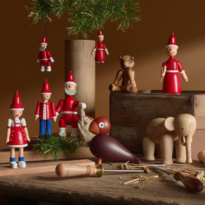 Kay Bojesen Santa Claus, Red/White, H: 7.7"