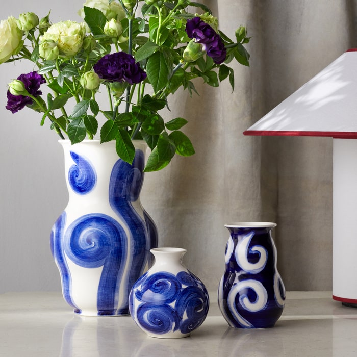 Kähler Tulle Vase, Blue, H: 8.9"