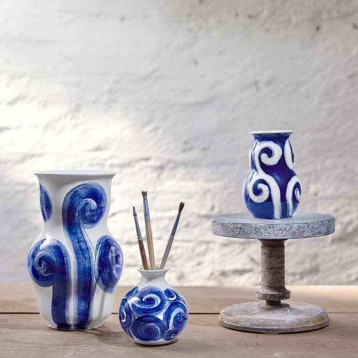 Kähler Tulle Vase, Blue, H: 8.9"