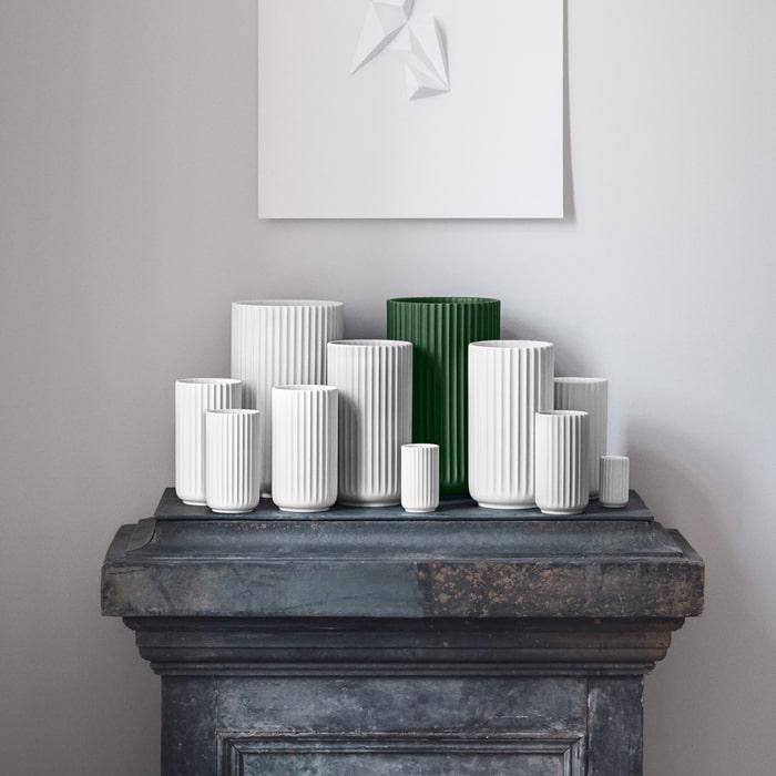 Lyngby Porcelæn Vase Porcelain, Dark Green, H: 12.2