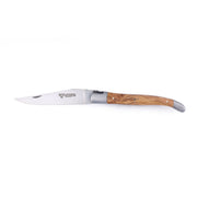 Laguiole en Aubrac Double Plated Folding Knife with Olivewood Handle, 4.75"
