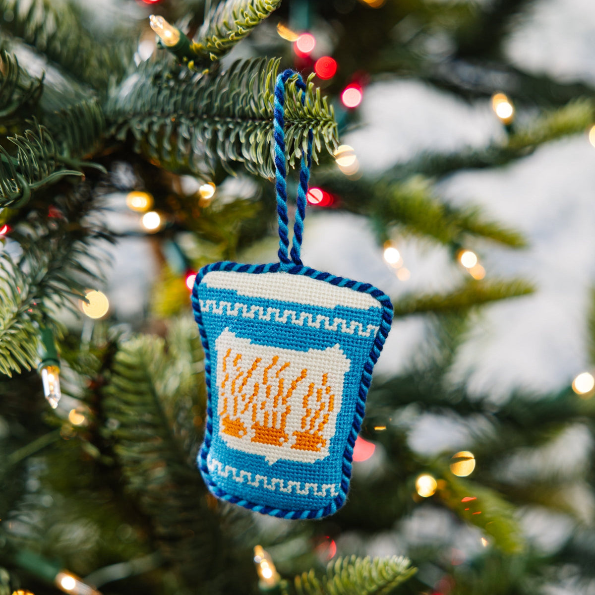 Needlepoint Icon Ornament - Coffee Cup