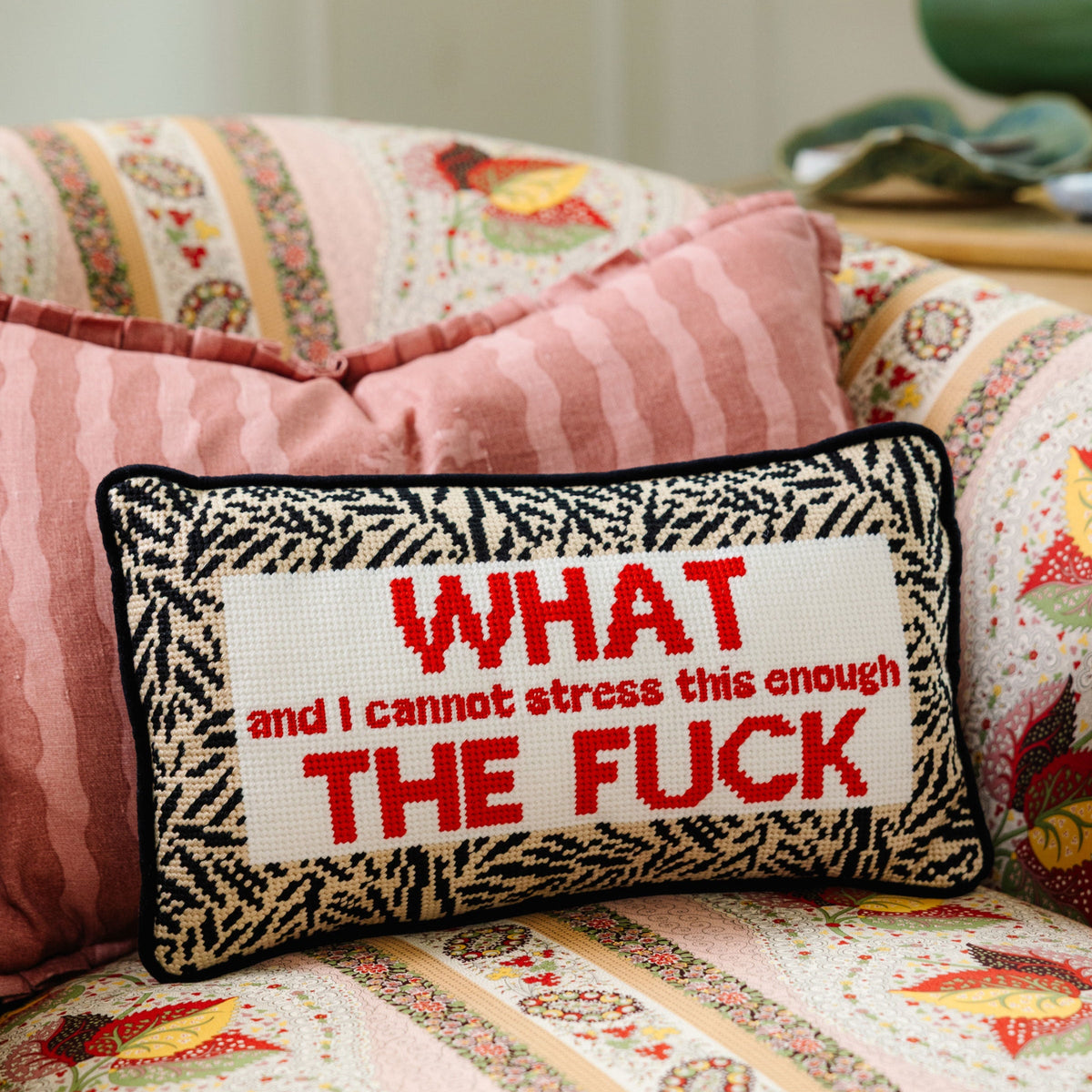 WTF Needlepoint Pillow