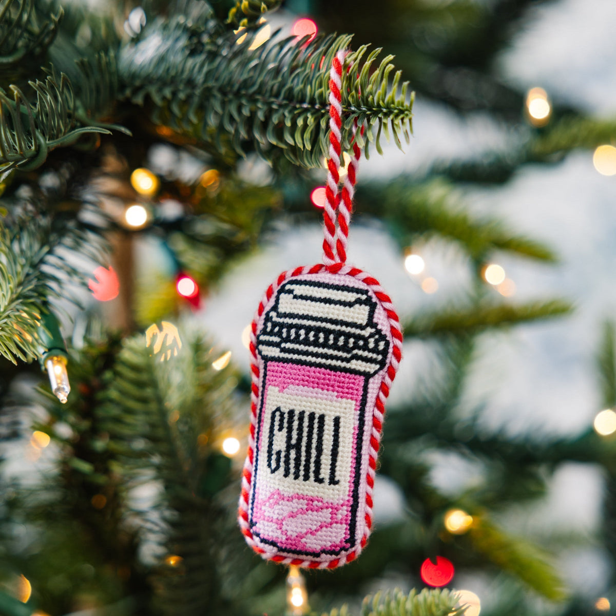 Needlepoint Icon Ornament - Chill Pill