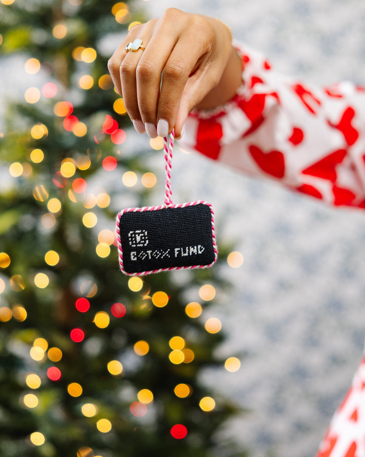 Needlepoint Icon Ornament - Black Card