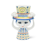 Bjørn Wiinblad Lady with Hat Vase, Blue, H: 8.1"