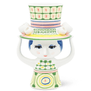 Bjørn Wiinblad Lady with Hat Vase, Green, H: 9.6"