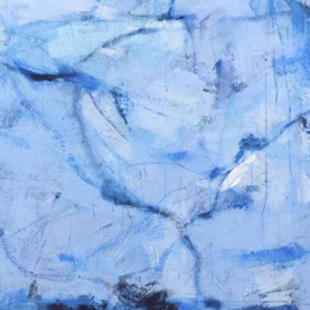 An original abstract oil painting by Shira, an artist who has exhibited at New York, titled Beneath the Ice