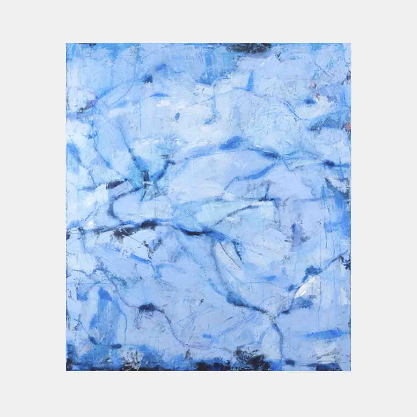 An original abstract oil painting by Shira, an artist who has exhibited at New York, titled Beneath the Ice