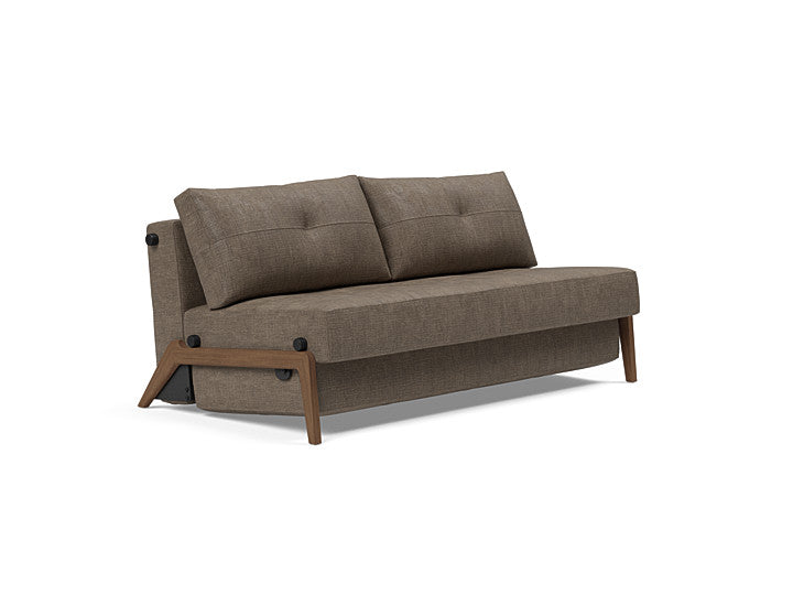Cubed Sleeper Sofa With Dark Wood Legs - Queen