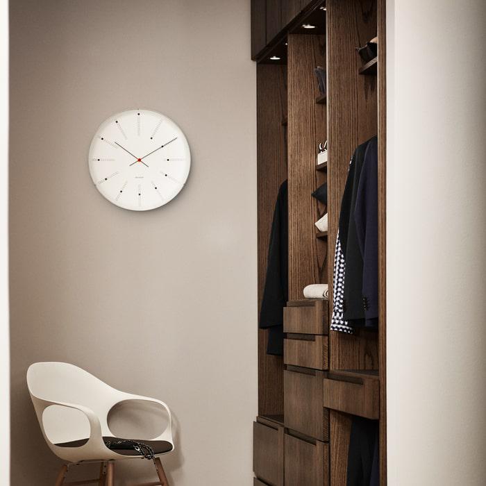 Arne Jacobsen Bankers Wall Clock, White, Extra Large, Ø: 18.9"