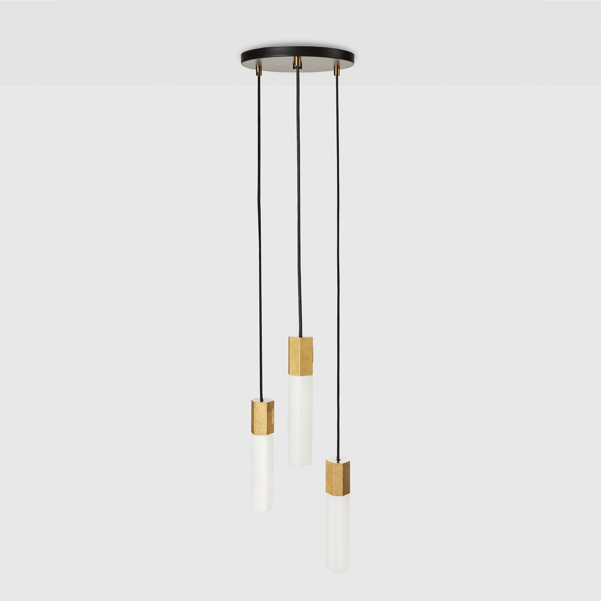 Basalt Triple Pendant in Brass