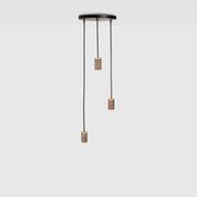 Triple Pendant in Walnut - Black Canopy
