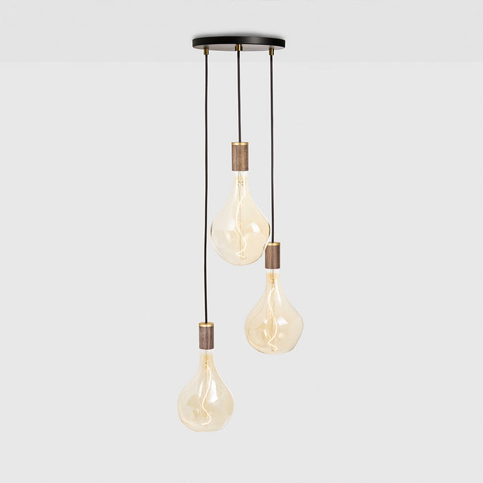 Triple Pendant in Walnut + Voronoi II - Black Canopy