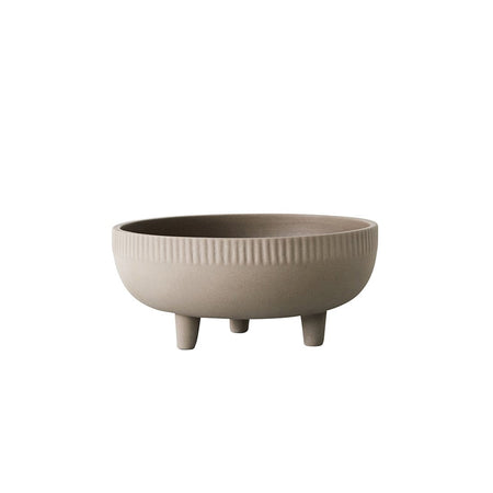 3 legs Terracotta grey slip engobe bowl designed by Kristina Dam