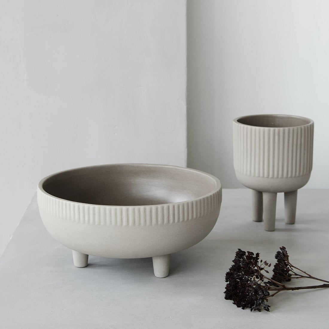 grey terracotta bowls design by Kristina Dam 
