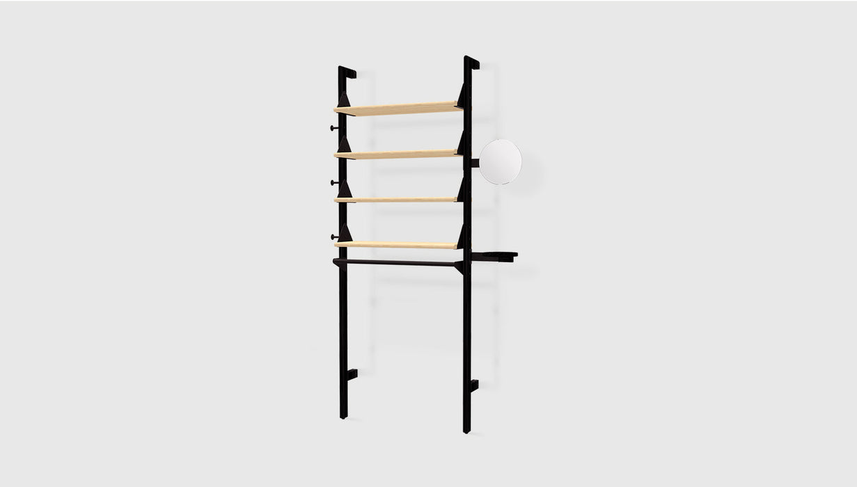 Black Uprights Black Brackets Blonde Shelves /