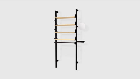 Black Uprights Black Brackets Blonde Shelves /