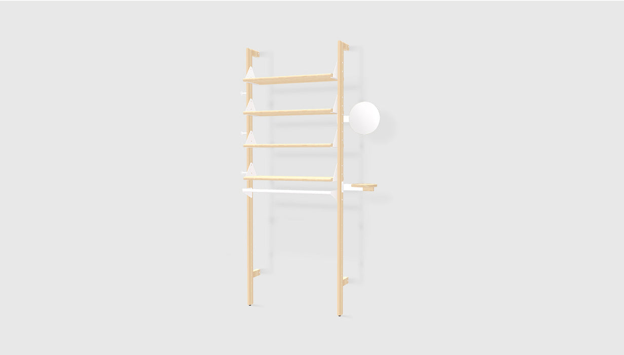Blonde Uprights White Brackets Blonde Shelves /