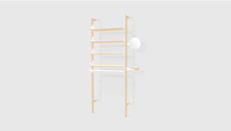 Blonde Uprights White Brackets Blonde Shelves /