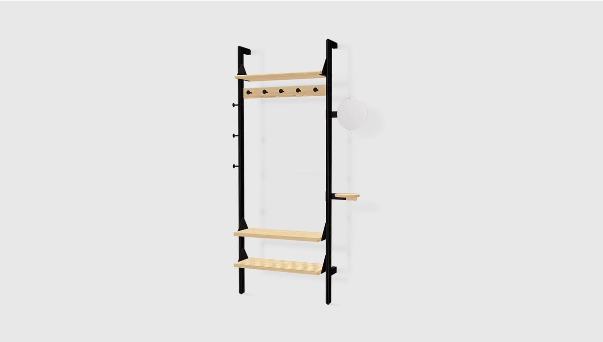 Black Uprights Black Brackets Blonde Shelves /