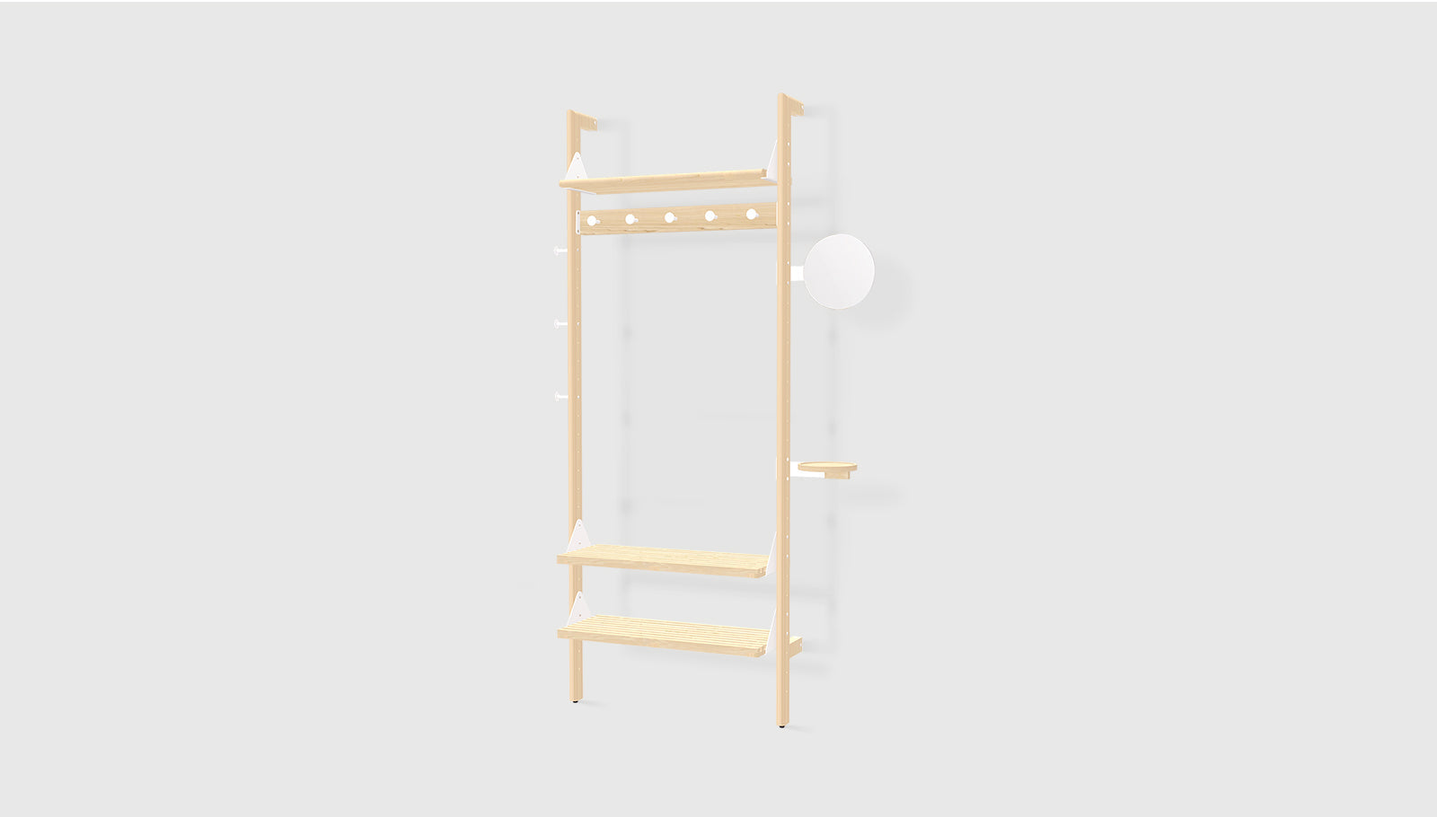 Blonde Uprights White Brackets Blonde Shelves /