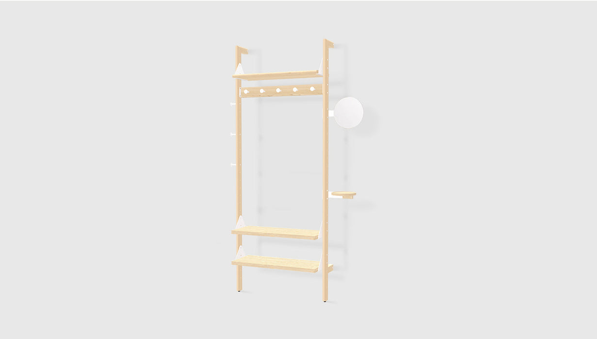 Blonde Uprights White Brackets Blonde Shelves /
