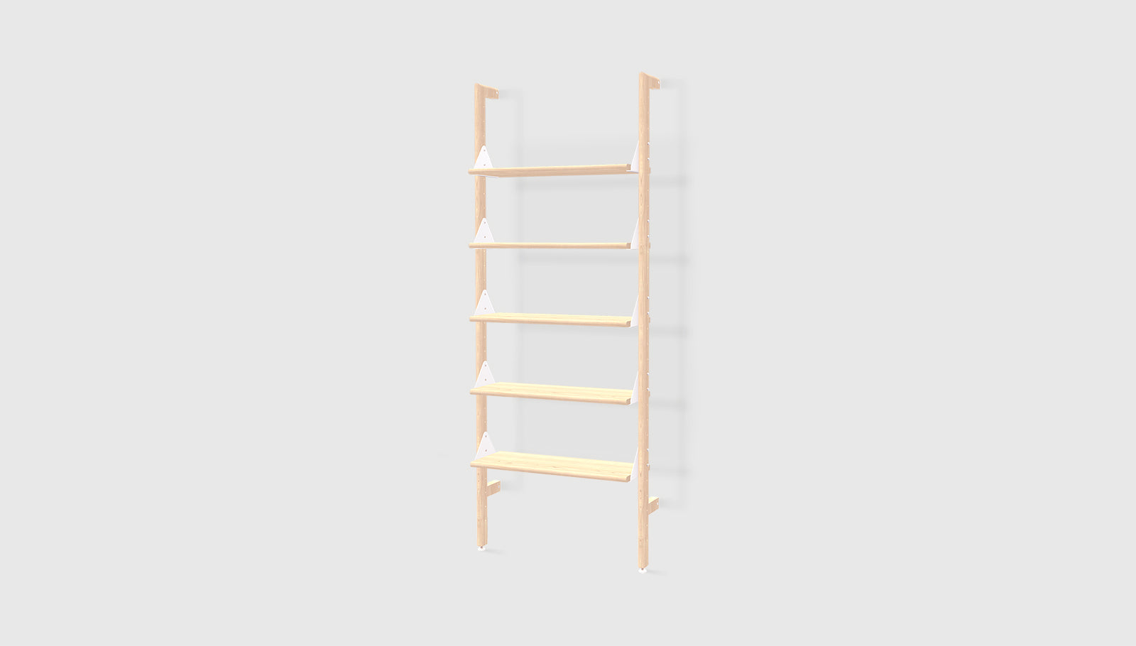 Blonde Uprights White Brackets Blonde Shelves /