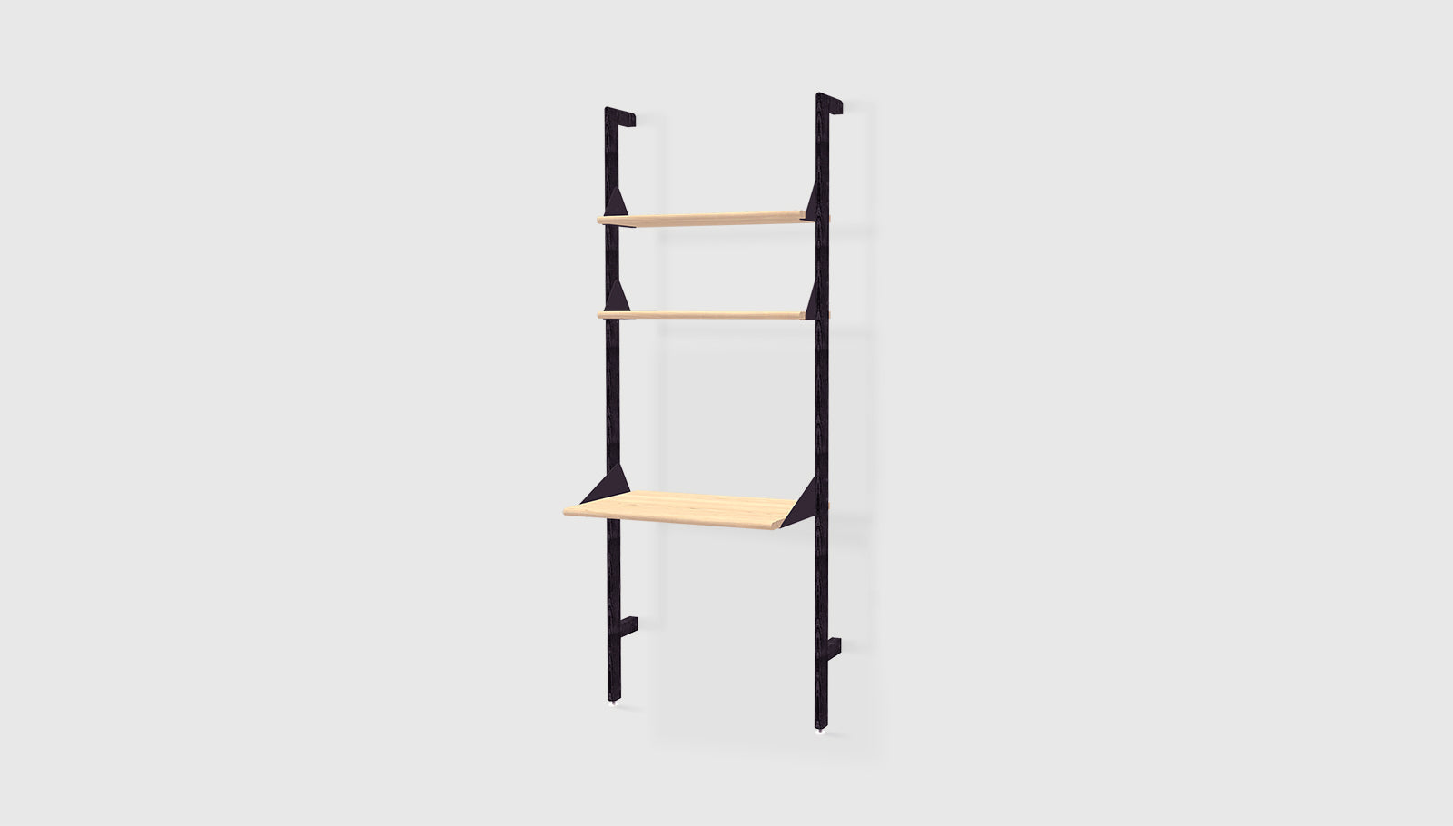 Black Uprights Black Brackets Blonde Shelves /
