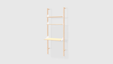 Blonde Uprights White Brackets Blonde Shelves /
