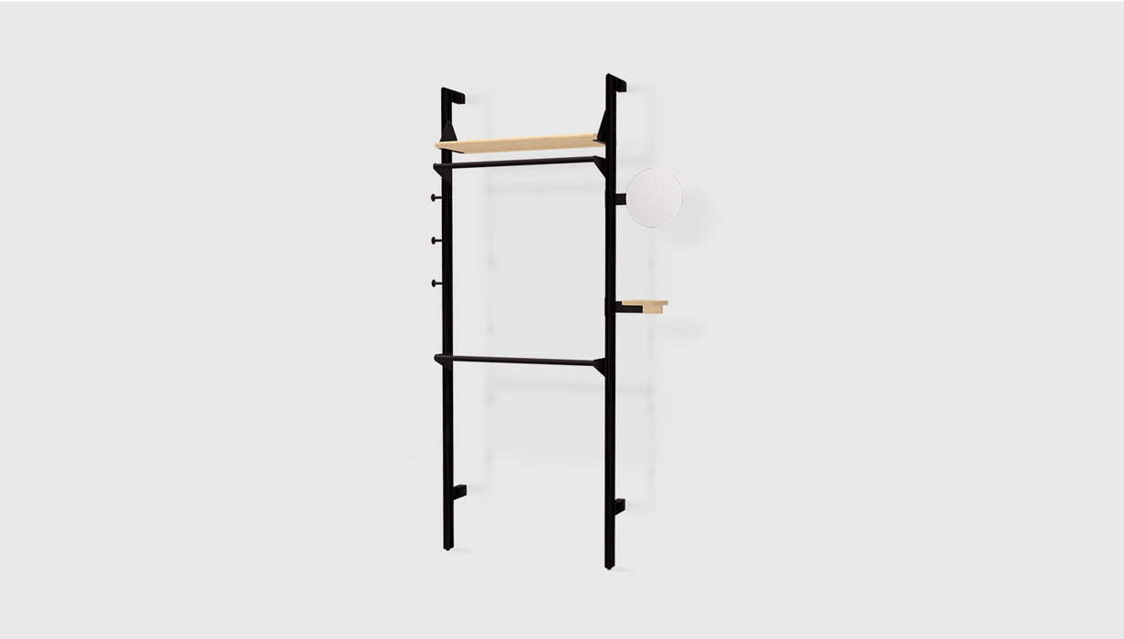 Black Uprights Black Brackets Blonde Shelves /