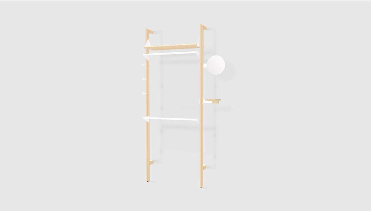 Blonde Uprights White Brackets Blonde Shelves /