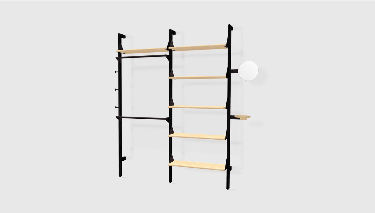 Black Uprights Black Brackets Blonde Shelves /