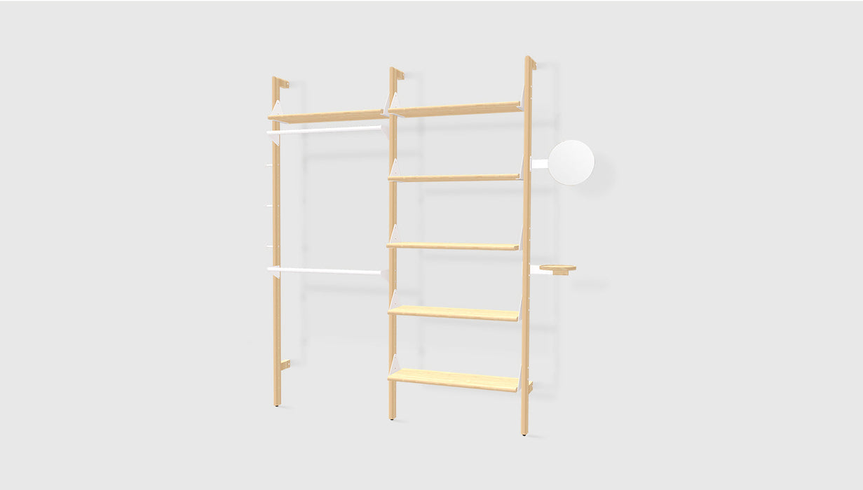 Blonde Uprights White Brackets Blonde Shelves /
