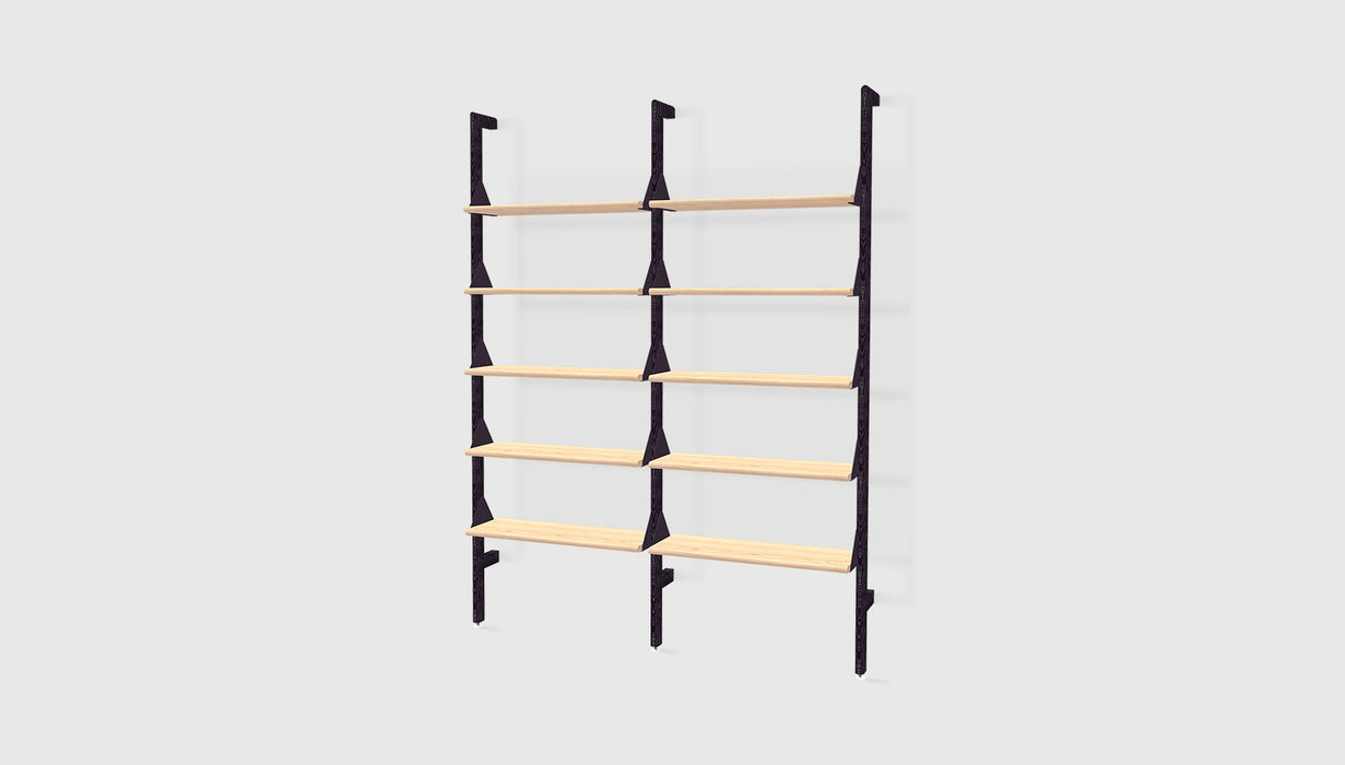 Black Uprights Black Brackets Blonde Shelves /