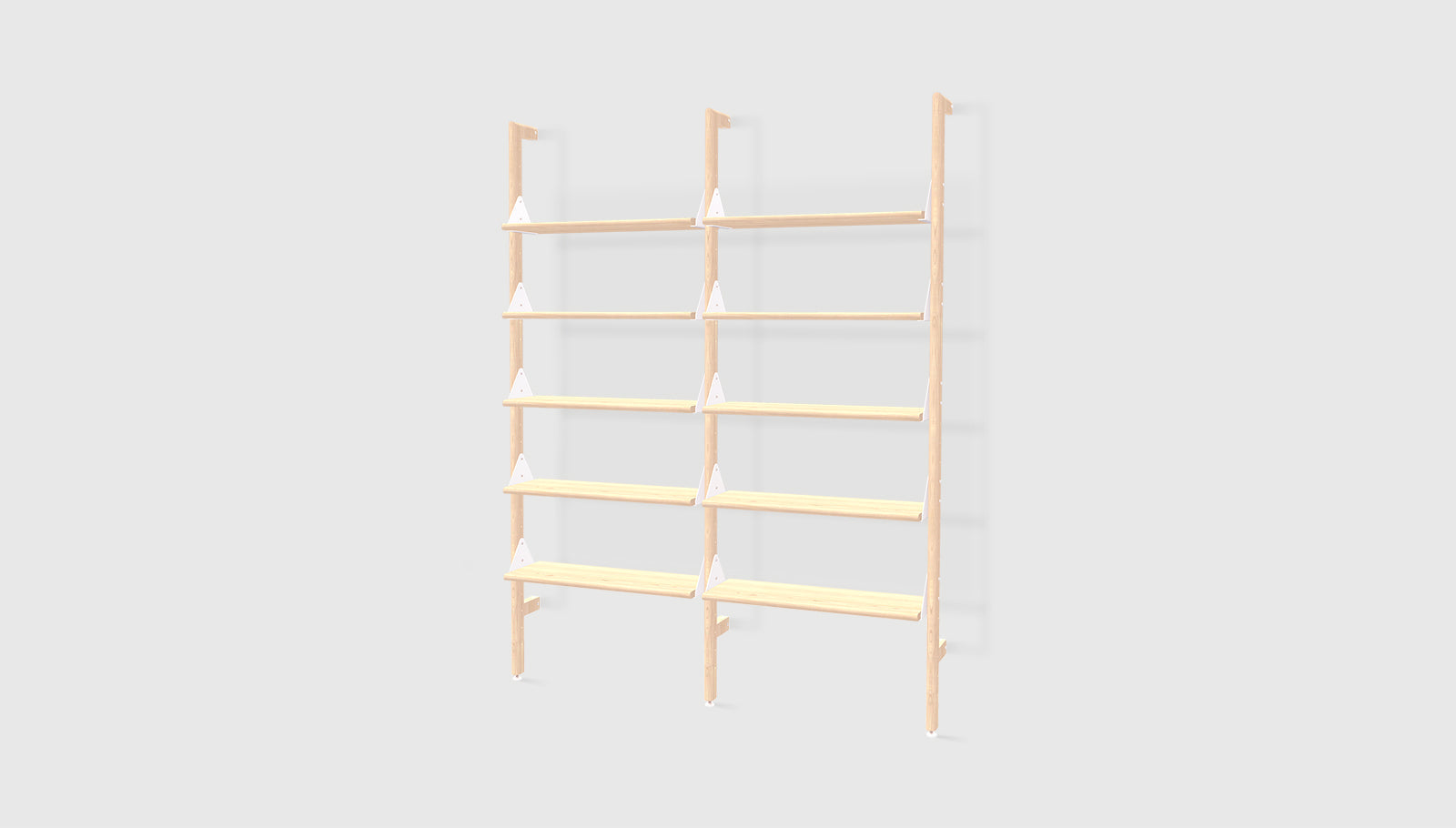 Blonde Uprights White Brackets Blonde Shelves /