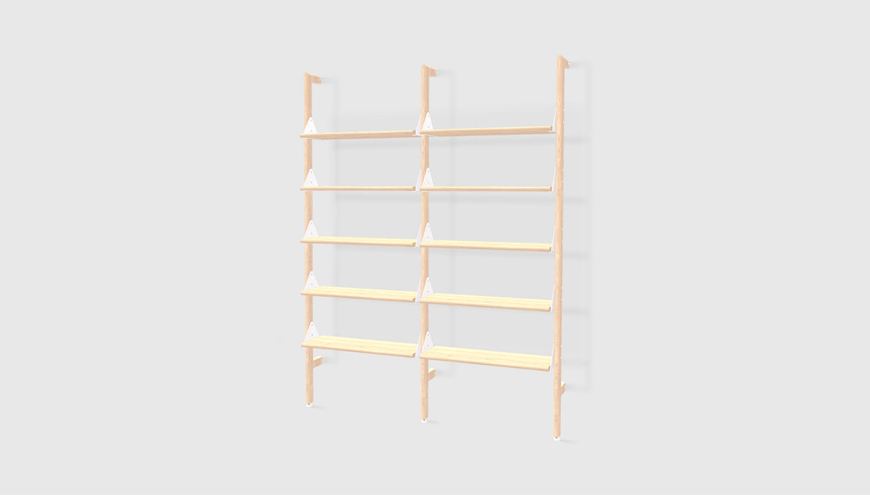 Blonde Uprights White Brackets Blonde Shelves /