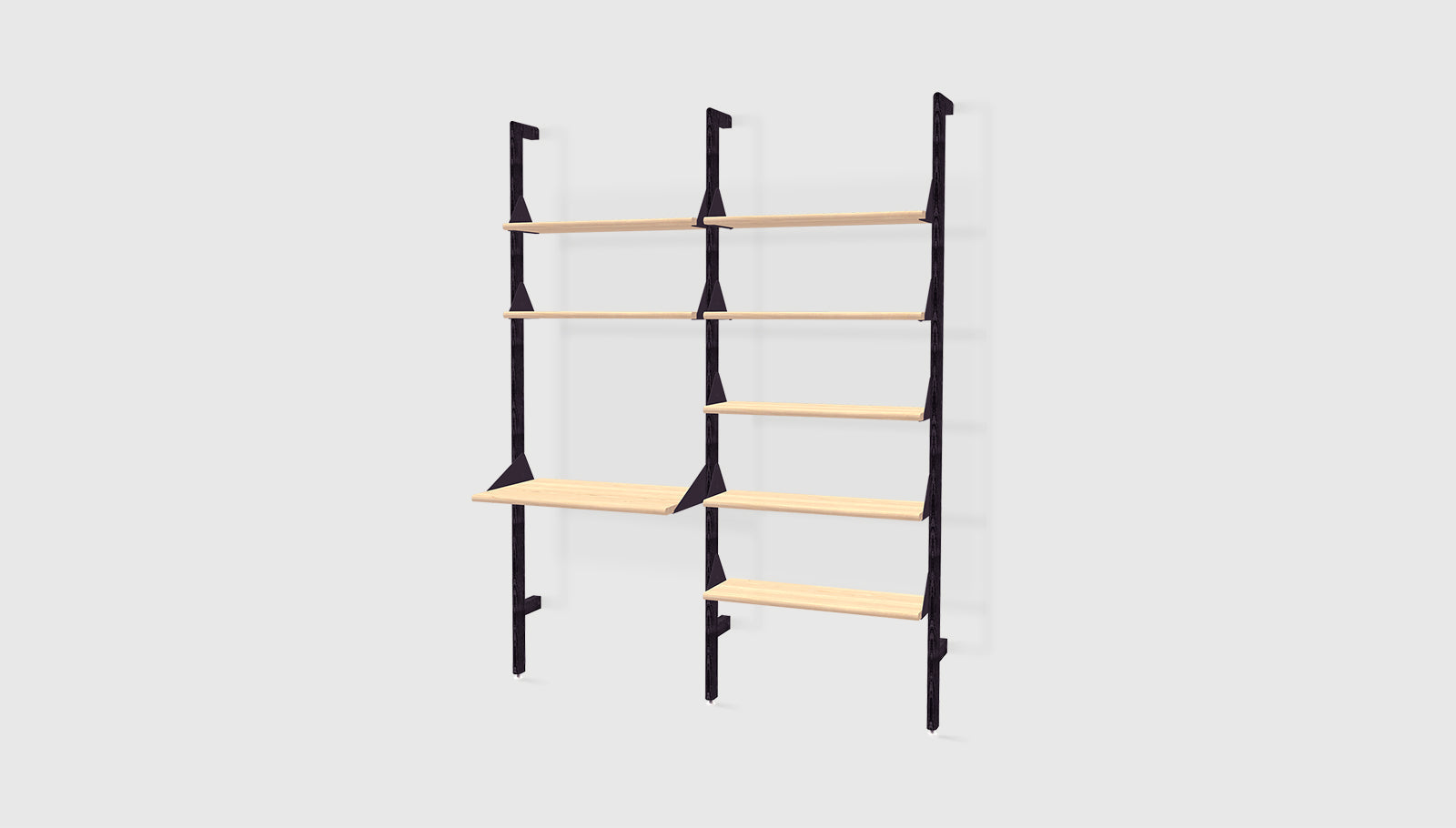 Black Uprights Black Brackets Blonde Shelves /