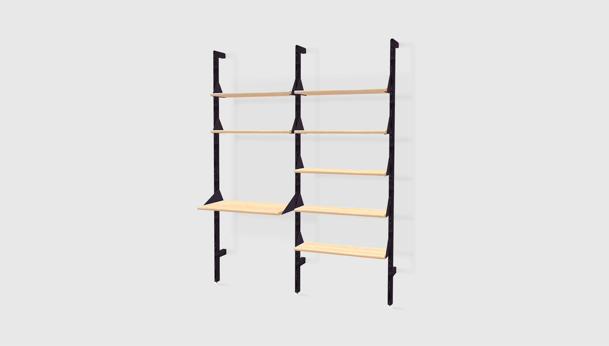 Black Uprights Black Brackets Blonde Shelves /
