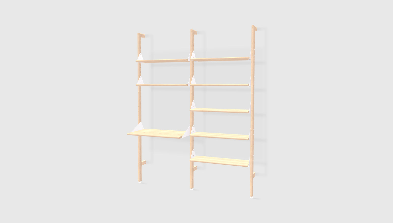 Blonde Uprights White Brackets Blonde Shelves /