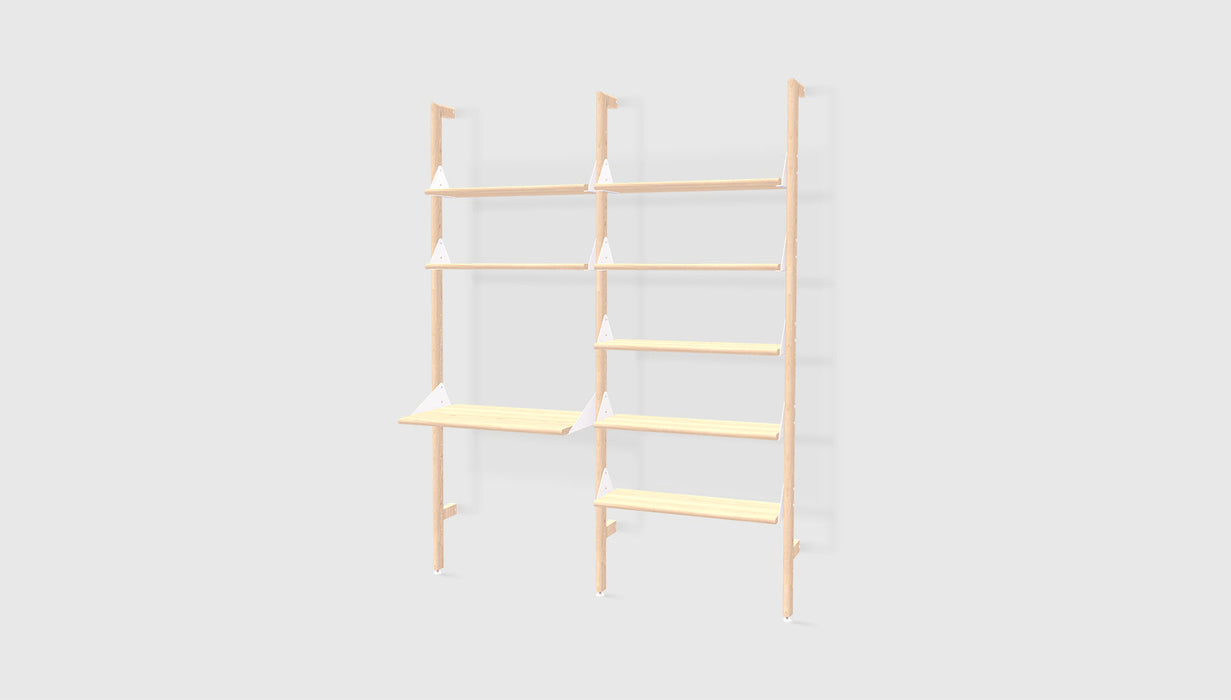 Blonde Uprights White Brackets Blonde Shelves /