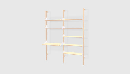 Blonde Uprights White Brackets Blonde Shelves /