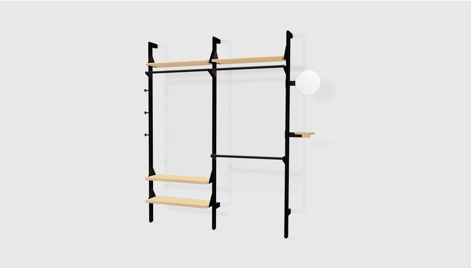Black Uprights Black Brackets Blonde Shelves /