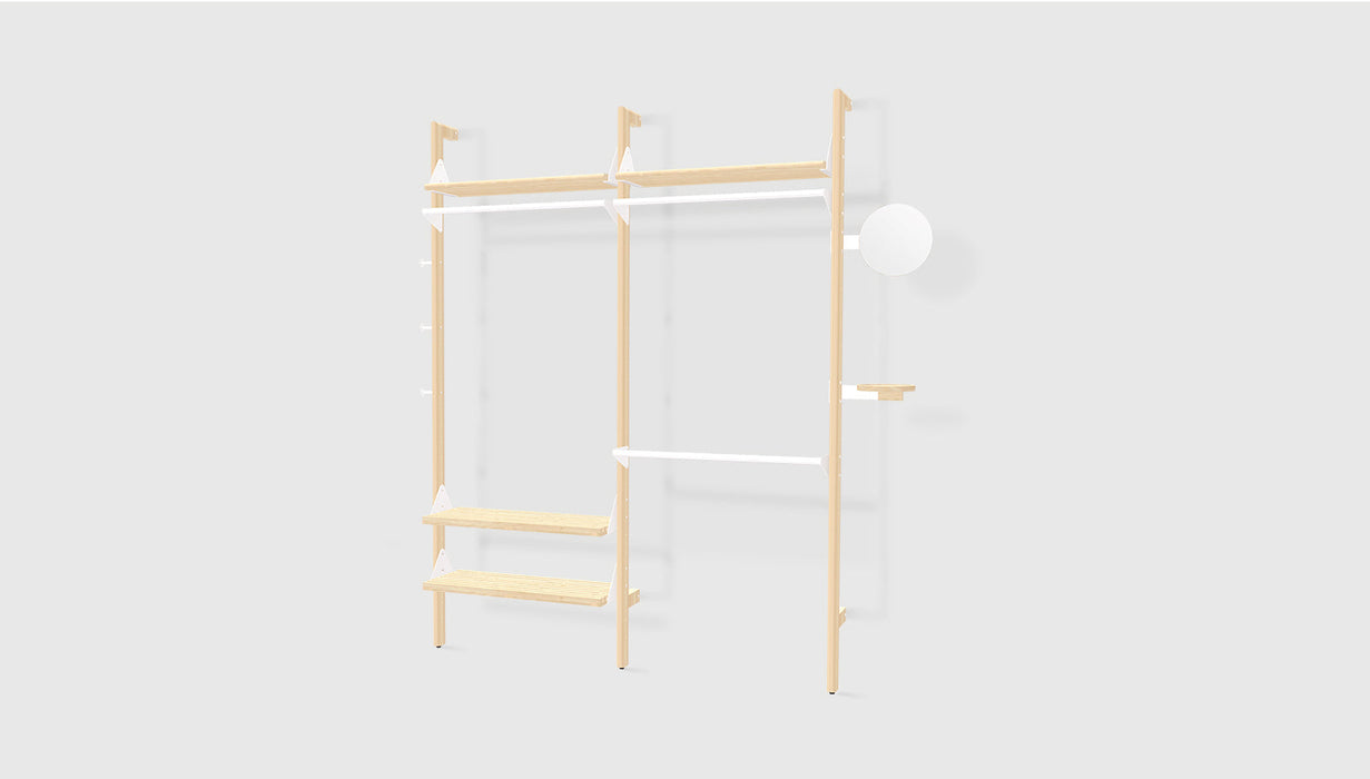 Blonde Uprights White Brackets Blonde Shelves /
