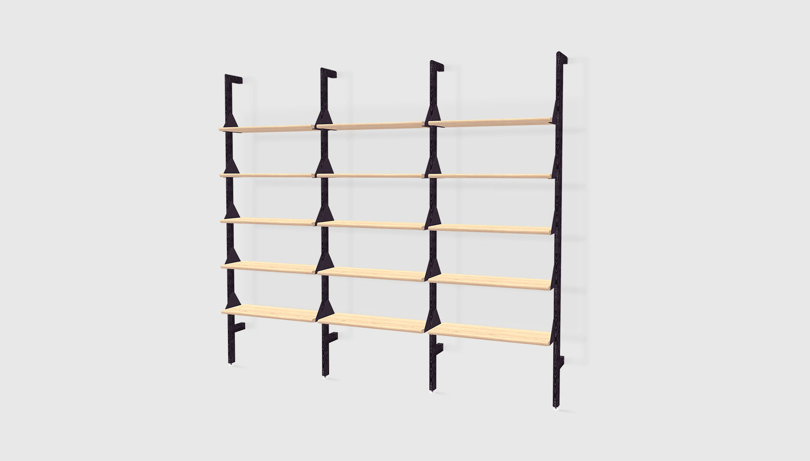 Black Uprights Black Brackets Blonde Shelves /