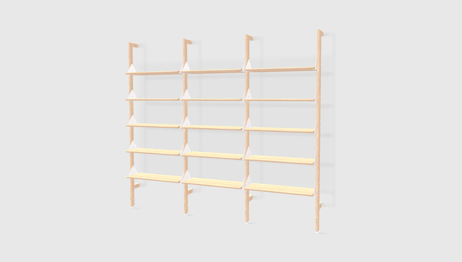 Blonde Uprights White Brackets Blonde Shelves /