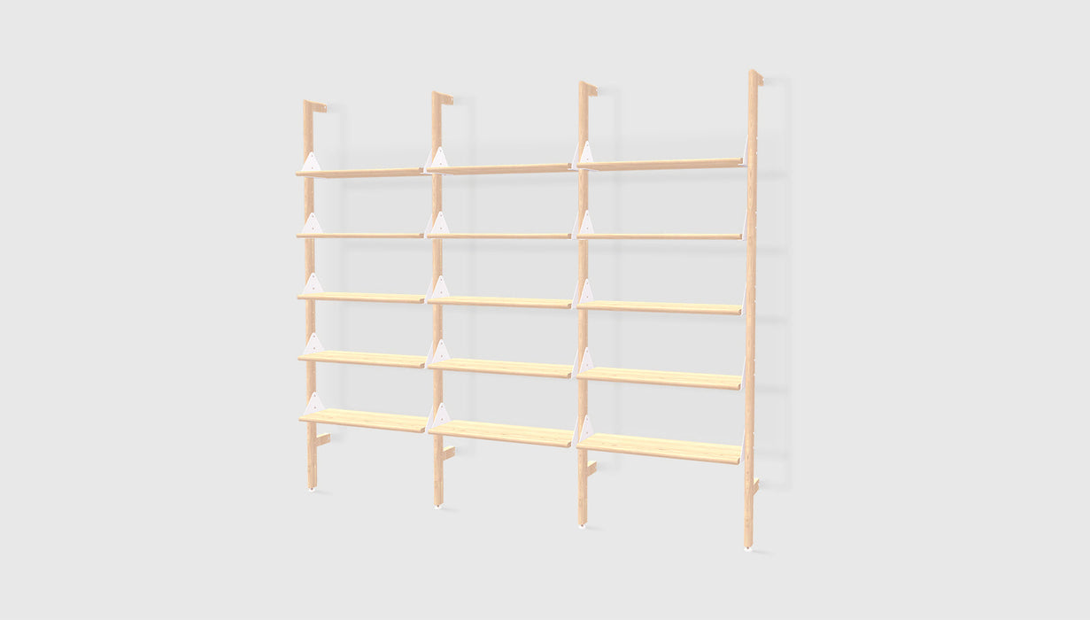 Blonde Uprights White Brackets Blonde Shelves /