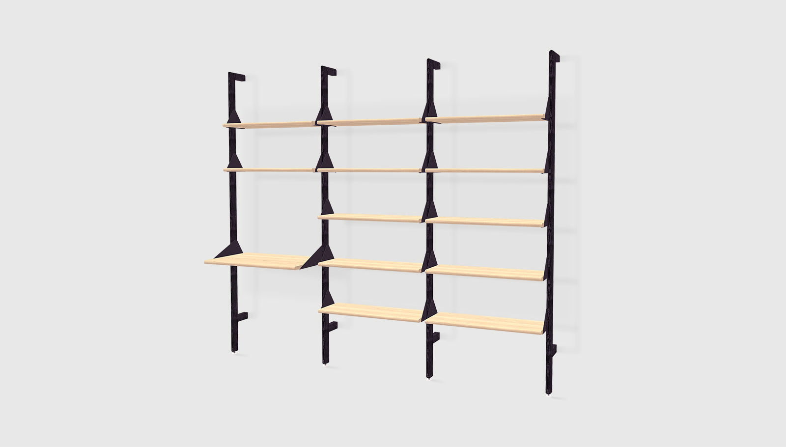 Black Uprights Black Brackets Blonde Shelves /
